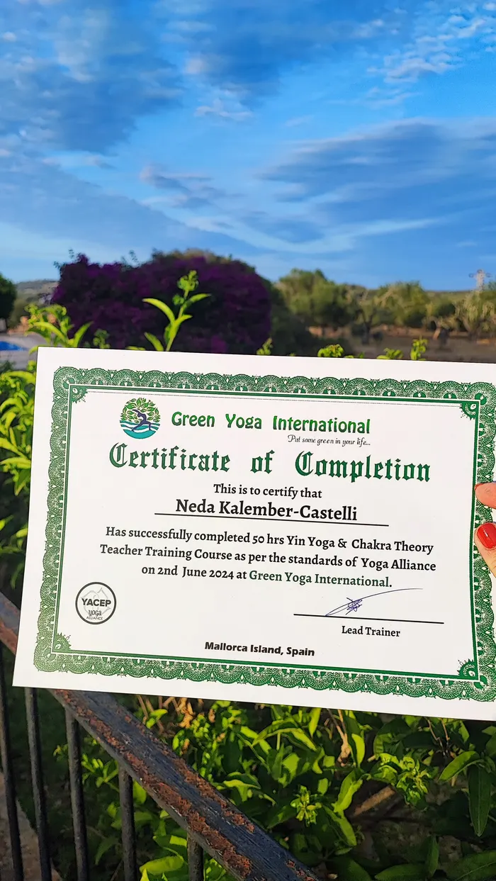 Yoga teacher training certificate of completion